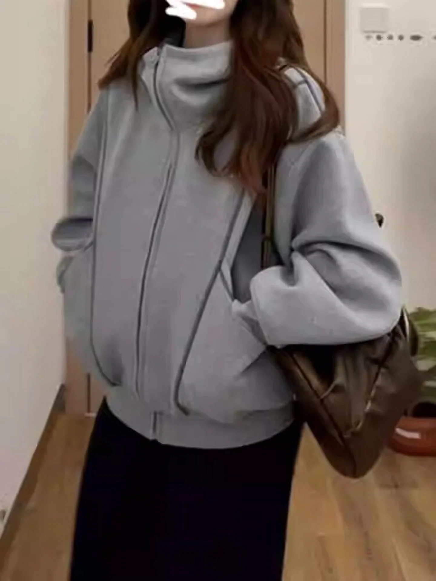 Dames Fce gevoerde hoodie Jaet Baseball Sle Thi Casual top losse luie mode herfst winter nieuwe collectie ritssluiting