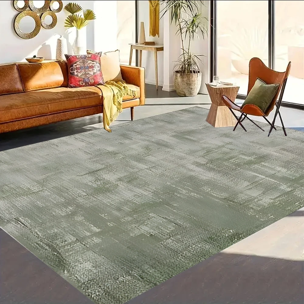 Modern Abstract Green Washable Rugs for Living Room, Bedroom, Dining Room, Dorm, Playroom, Home Office Washable