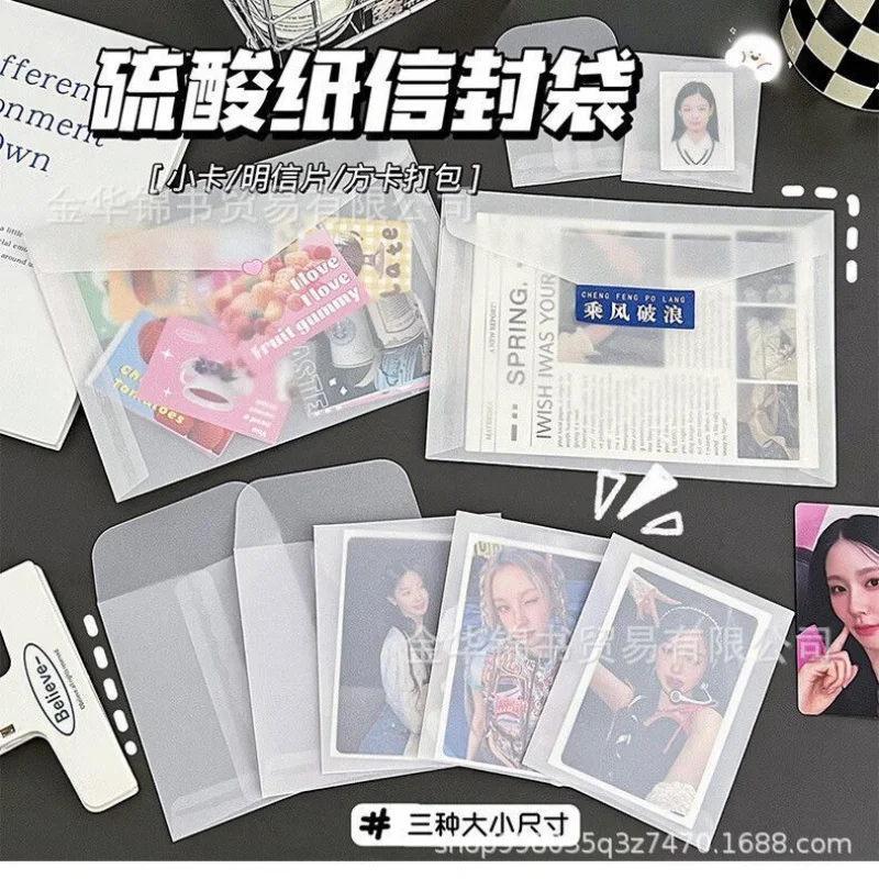 

Custom Transparent Vellum Envelopes Postcards Greeting Cards Button Packaging Bags Invitations Gold Stamping Envelopes