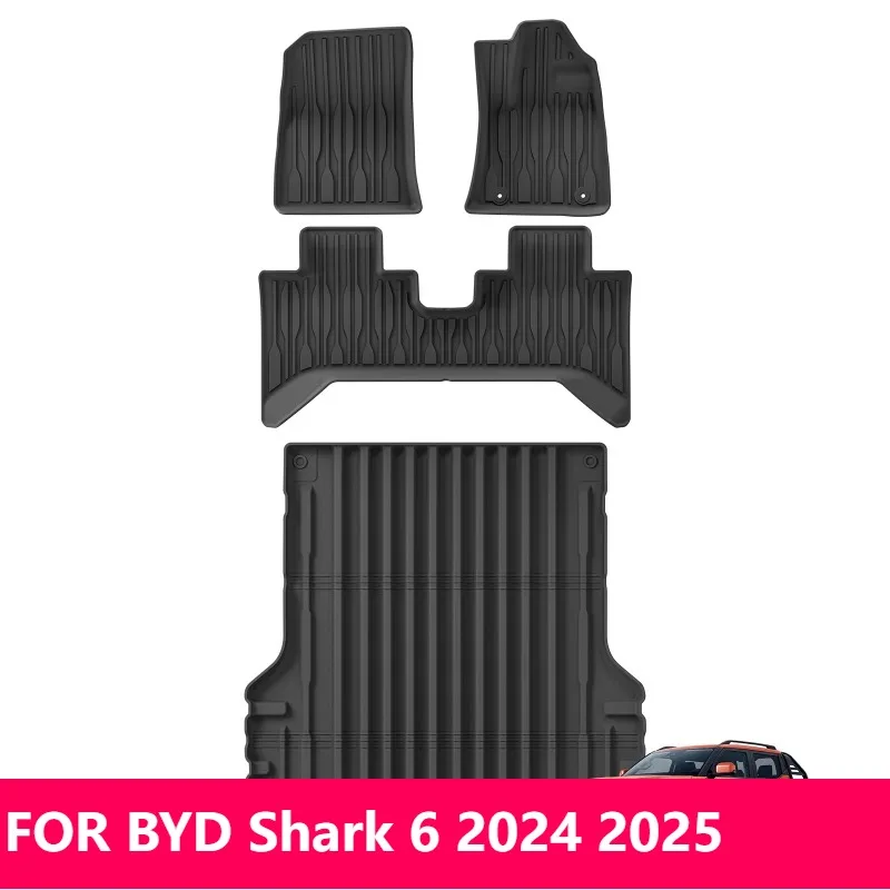 

Для BYD Shark 6 2024-2025 RHD TPE 3D коврики и грузовой вкладыш черный