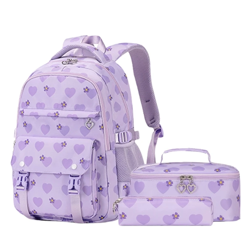 

Girls School Backpack Set with Lunch Bag and Pencil Case for Elementary Student Dropship