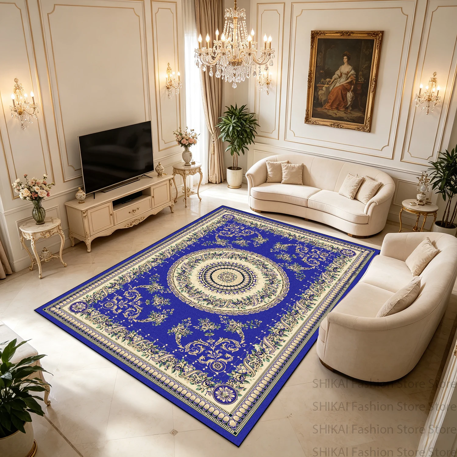 European Style Retro Light Luxury Large Rugs for Living Room Washable Easy Cleaning Entrance Door Mat Foldable Cloakroom Carpet