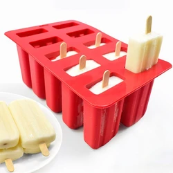 10 Cavity Popsicle Silicone Molds Food Grade Ice Pop Cream Maker Homemade Kitchen Silicone Popsicle Mold Frozen BPA Free