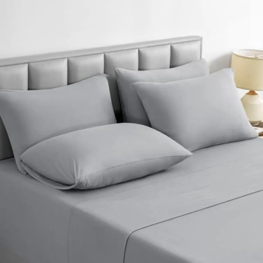 

Jersey Knit Size Sheets Set 6 Pieces Stretch Super Soft and Wrinkle-Free Bed Sheets Spandex Blend with 18-inch Deep Pocket