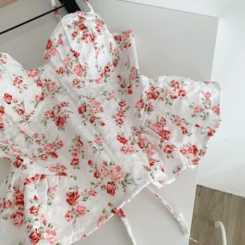 Sexy Slim Corset ruffle print Chic Korean Camis Tank Top Basic Fashion Off Shoulder Summer Women Clothing 5 Sexy Slim Corset ruffle print Chic Korean Camis Tank Top Basic Fashion Off Shoulder Summer Women Clothing 5