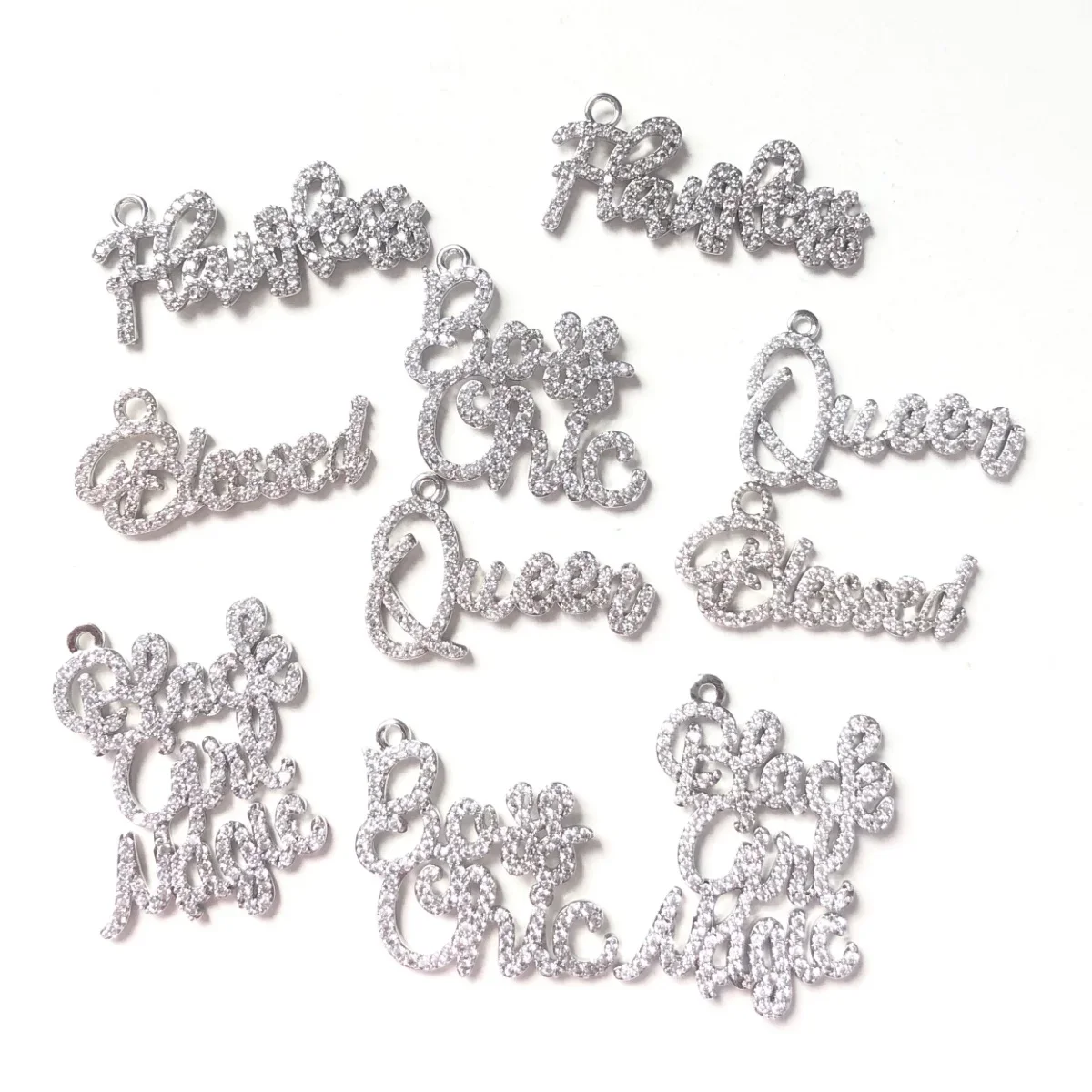 10pcs Mix Word Charm Pendant Bundle for Women Bracelet Making Queen Boss Chic Blessed Flawless Black Girl Magic Jewelry Findings