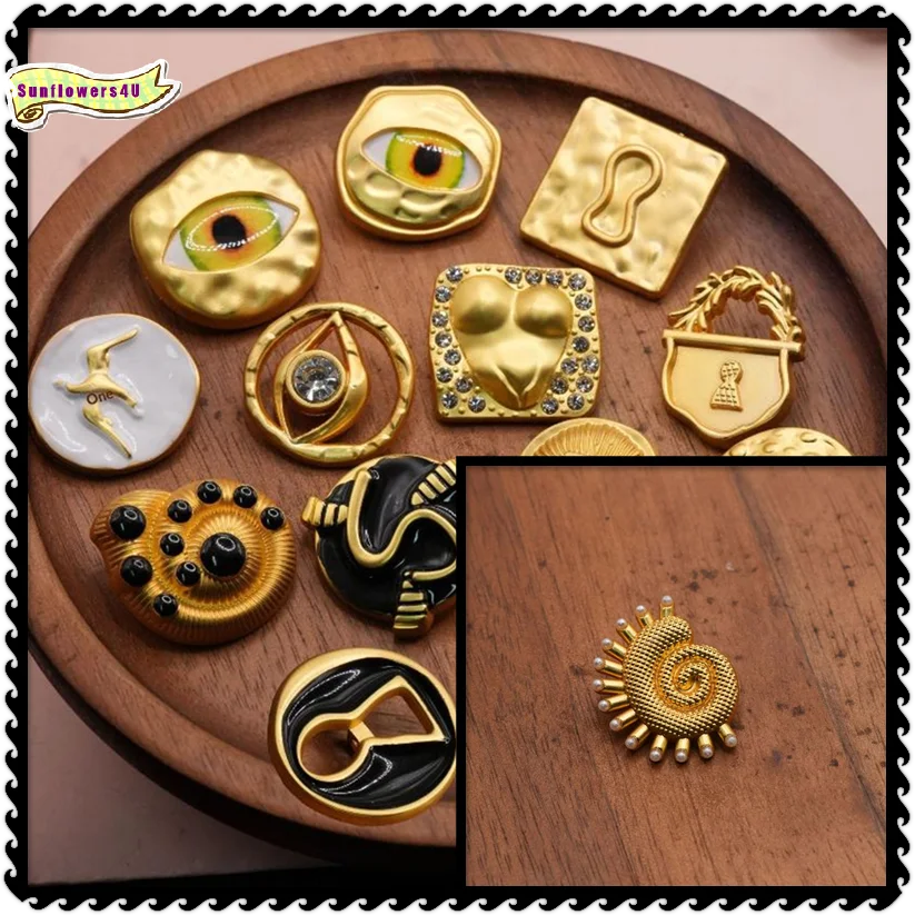 Vintage Metal Decorative Buttons Heart Shape Artistic Eye for Sewing Clothing Accessories DIY Shirts Sweaters Home Decor