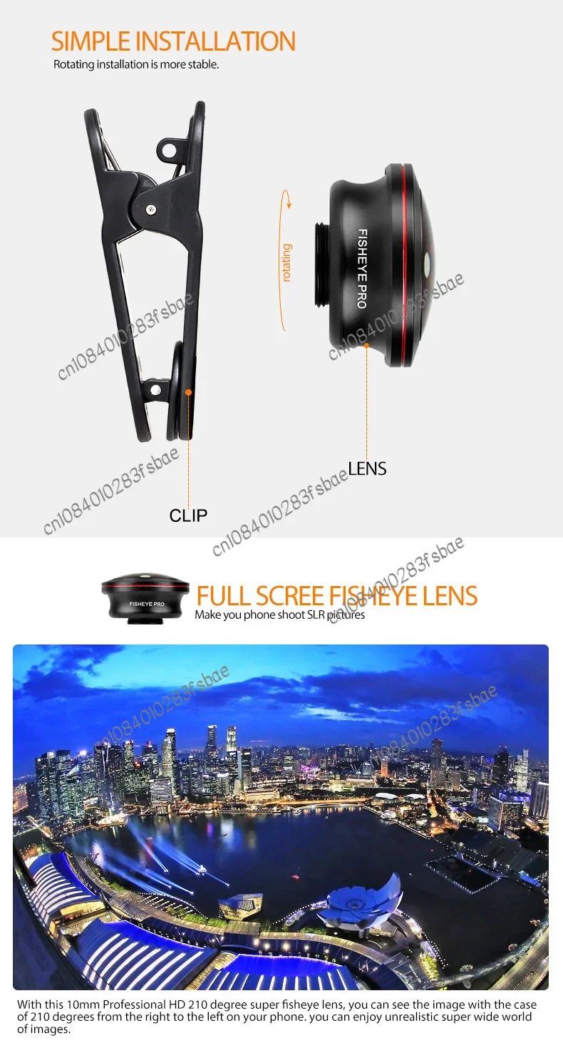 4K Professional High Definition 5X Ultra Wide Viewing Angle 10MM PRO Mobile Phone Fisheye Lens