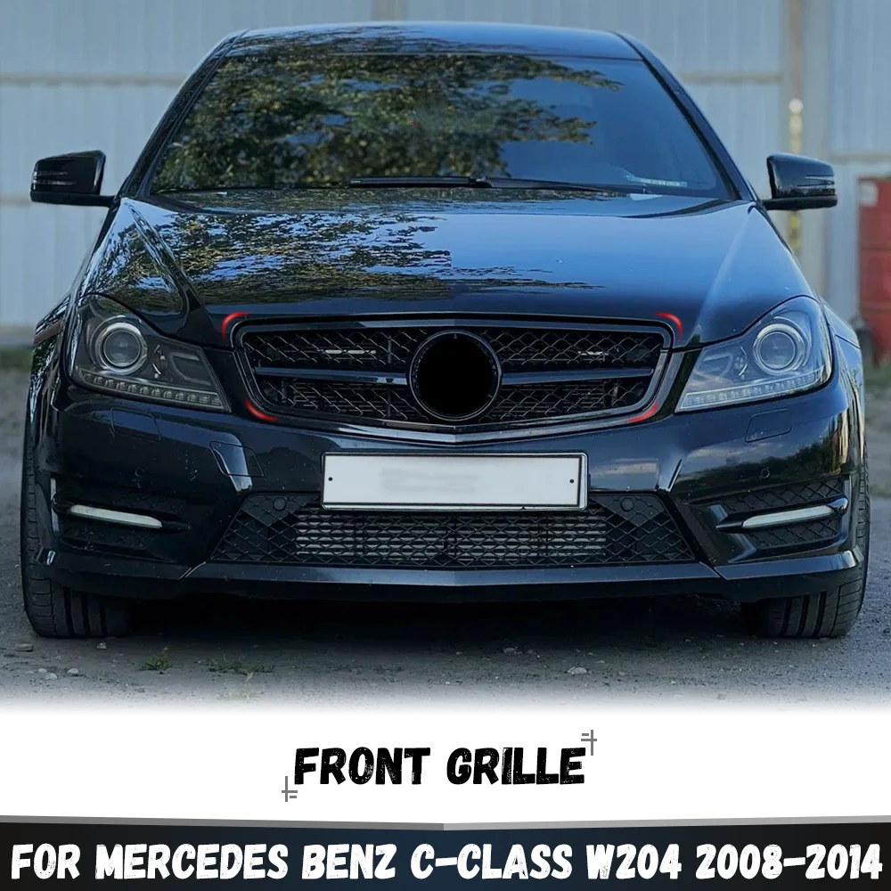 Front Bumper Grille Hood Grill GT AMG Style Racing Grille For Mercedes Benz C-Class W204 2008-2014 C180 C200 C250 C300