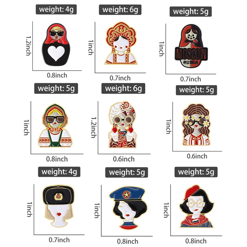 Russische Bräuche und Traditionen Emaille-Anstecknadeln Russische Matroschka & Katze Retro Kokoshnik Souvenir Brosche Reversnadel Schmuck Geschenk – Detail 13