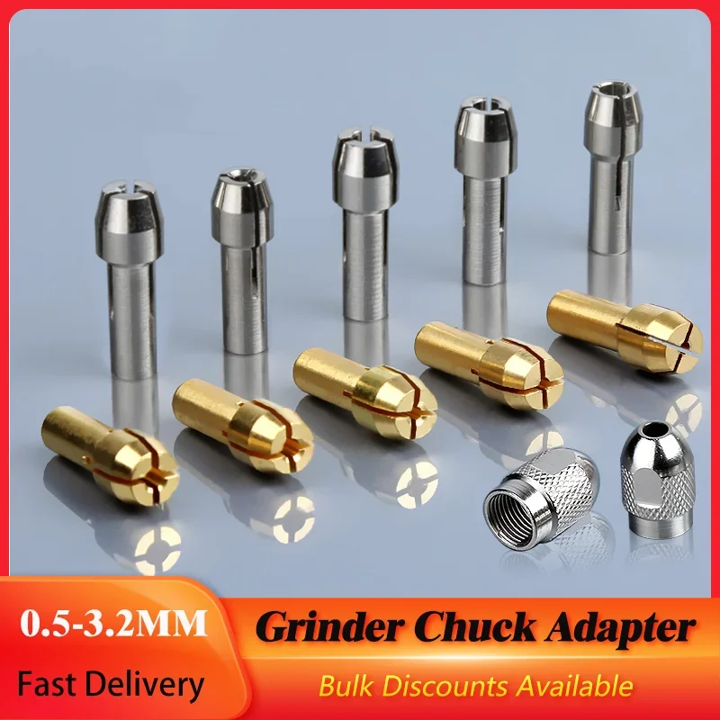 10Pcs Mini Drill Chucks Adapter 0.5-3.2mm Engraver Abrasive Tools Accessories Rotary Power Tools Shank 4.3/4.8mm Holder Clamp