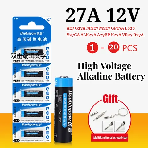 1-20개 27A 12V 알카라인 배터리 G27A MN27 MS27 GP27A A27 V27GA A27BP K27A VR27 키, 자동차 경보기, GPS 트래커 도매