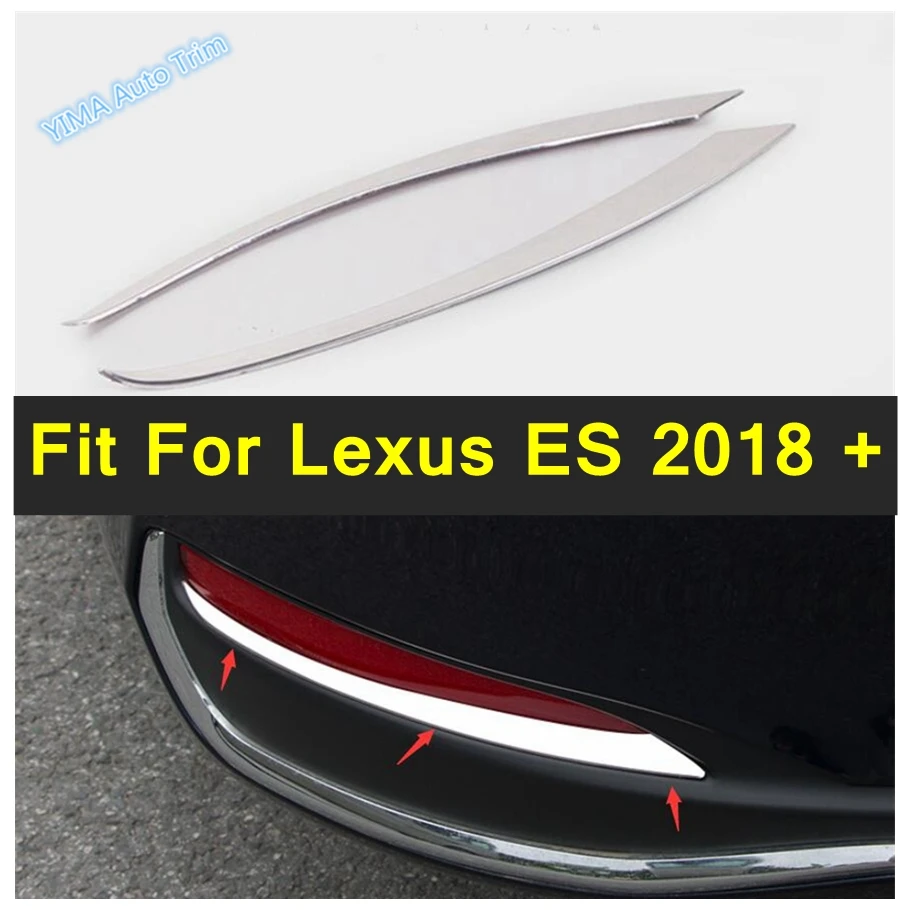 

For Lexus ES 2018 - 2023 Auto Styling Rear Bumper Fog Lights Lamps Eyelid Eyebrow Decor Panel Strip Cover Trim Steel Accessories