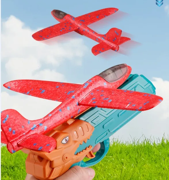 

Children's foam airplane toy bullet shooter throws and launches airplane gun toy toy toy new type dinosaur gun