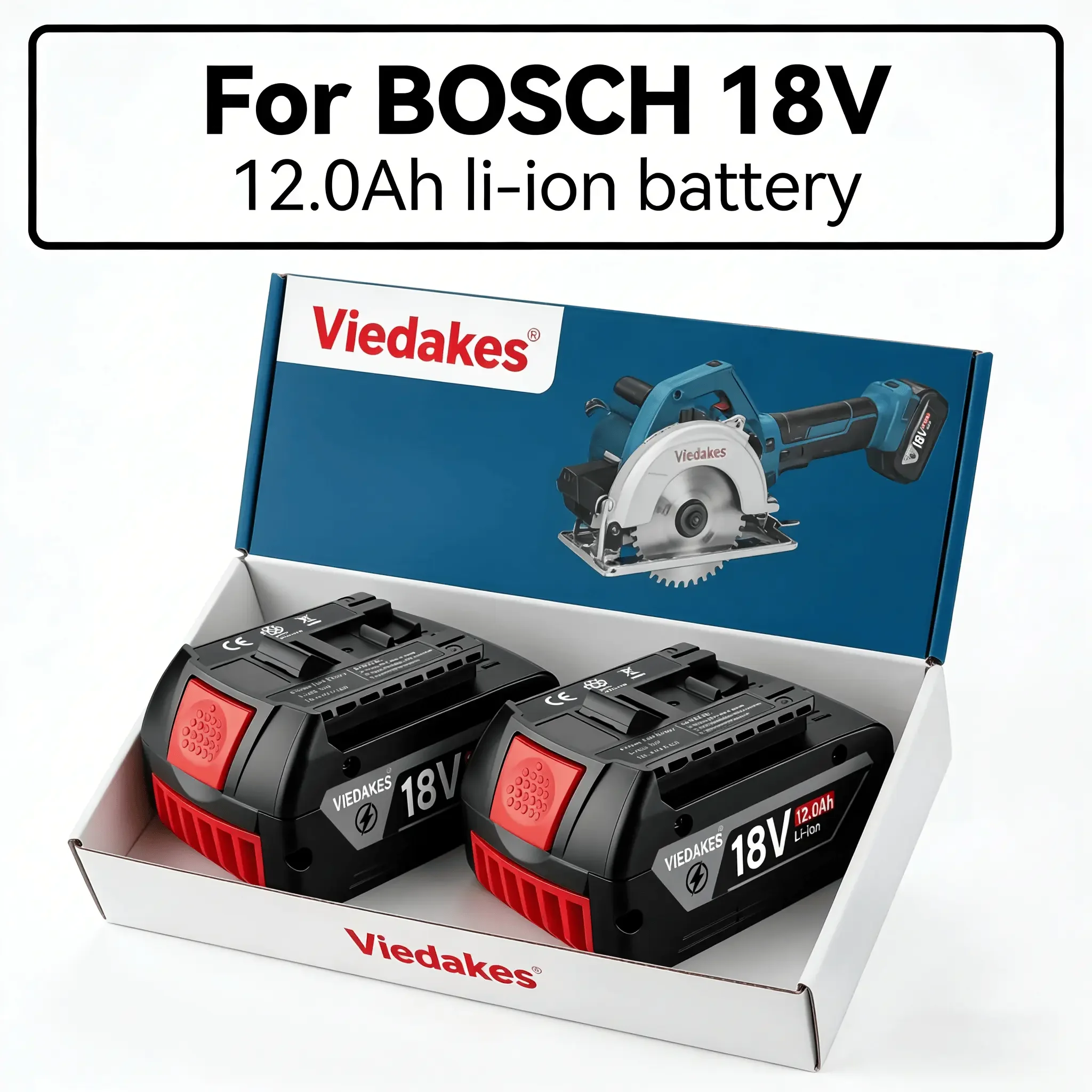 

VIEDAKES 18V Rechargeable Battery 8.0Ah 10.0Ah 12.0Ah for Bosch 18V Battery Replacement Power Tools BAT609 BAT610 BAT618