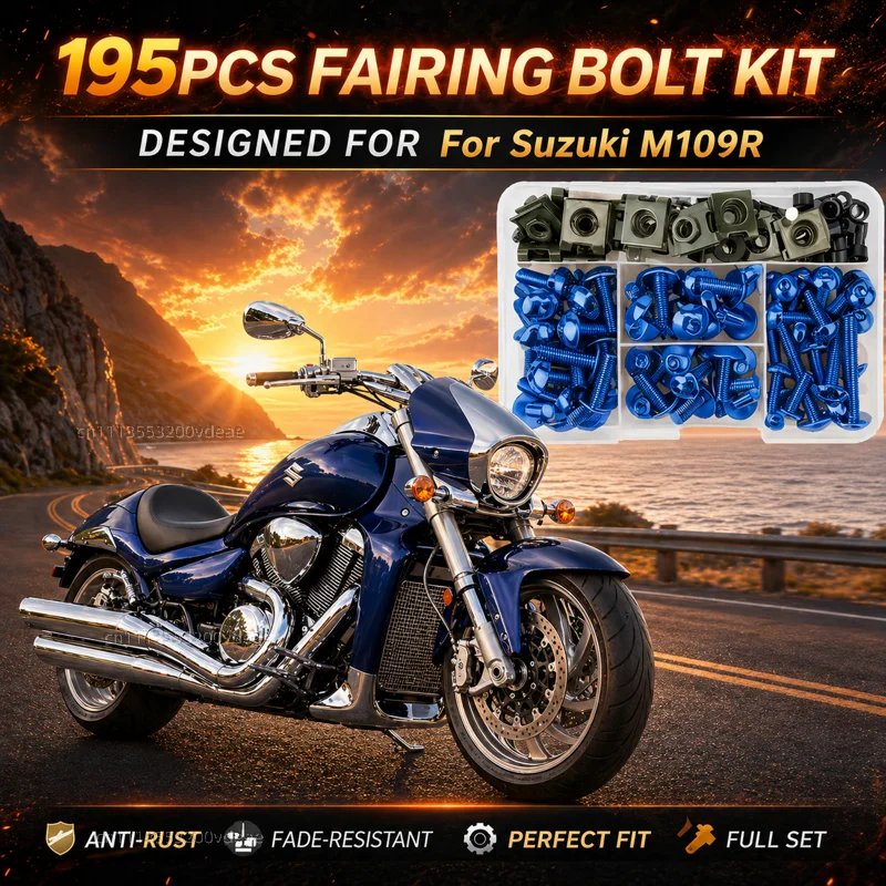 

195Pcs Motorcycle Aluminum Fairing Bolt Screws Kit Nut Clips For Suzuki Boulevard M109R 109R M109 CNC Fastener Hardware Bodywork