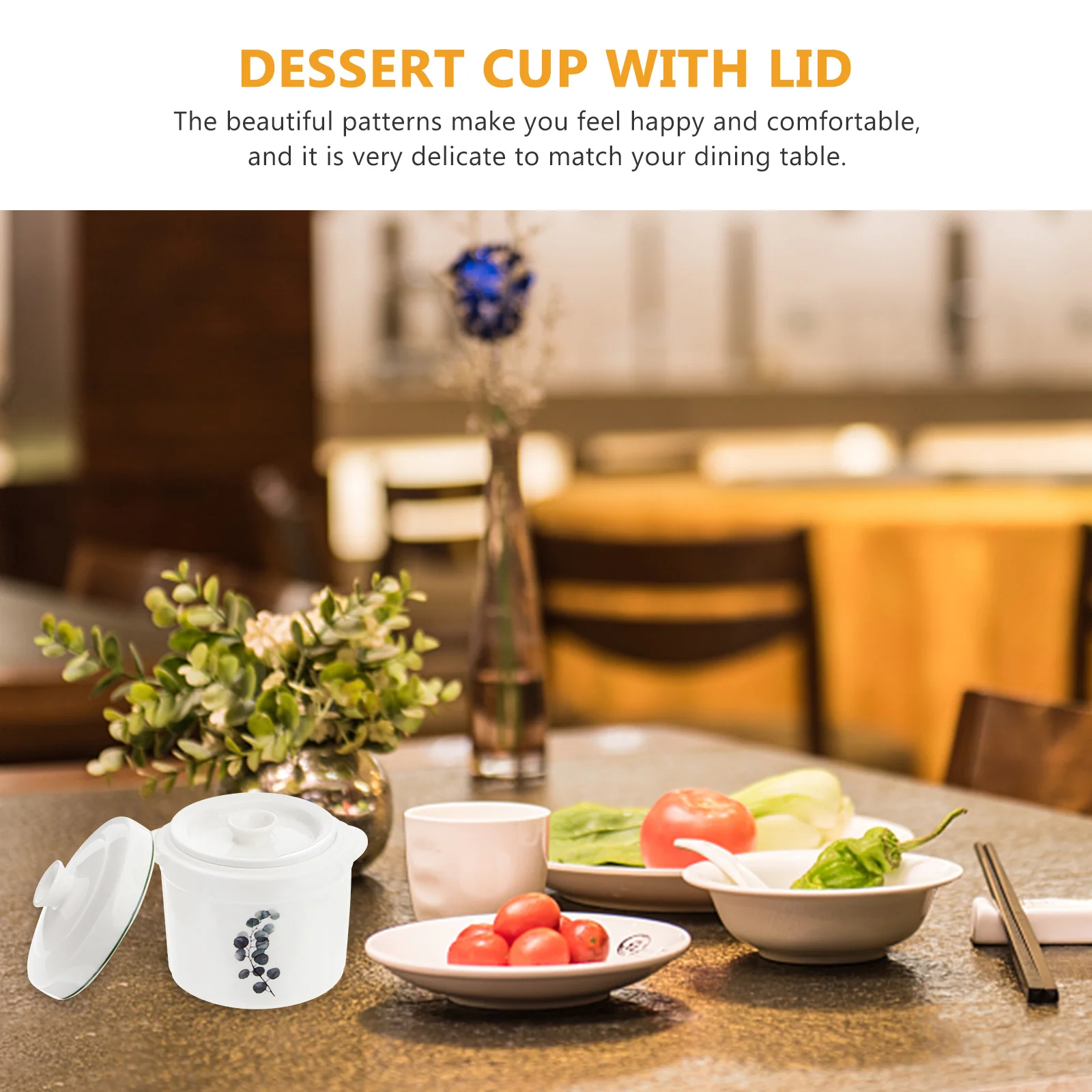 

1Pcs Ceramic Stew Pot Double Lids Small Size European Style Soup Bowl Microwave Oven Safe Kitchen Tableware