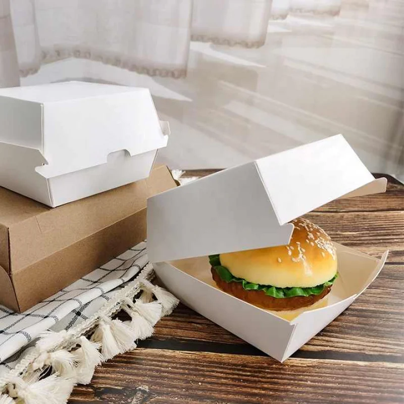 10 00piece.Custom.Customize  Food Packaging Corrugated Fries Hamburger Kraft Paper Boxes Hot Dog Burger And Fries Packaging