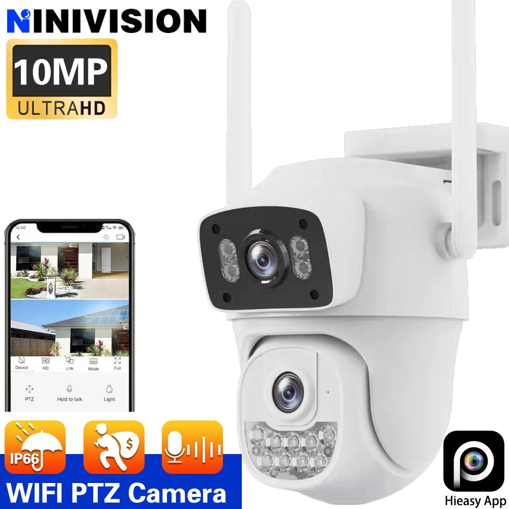 

Dual Lens Dual Screen 10MP Wifi Camera PTZ Color Night Vision Outdoor Two-Way Audio CCTV Security Surveillance Camera HiEasy App