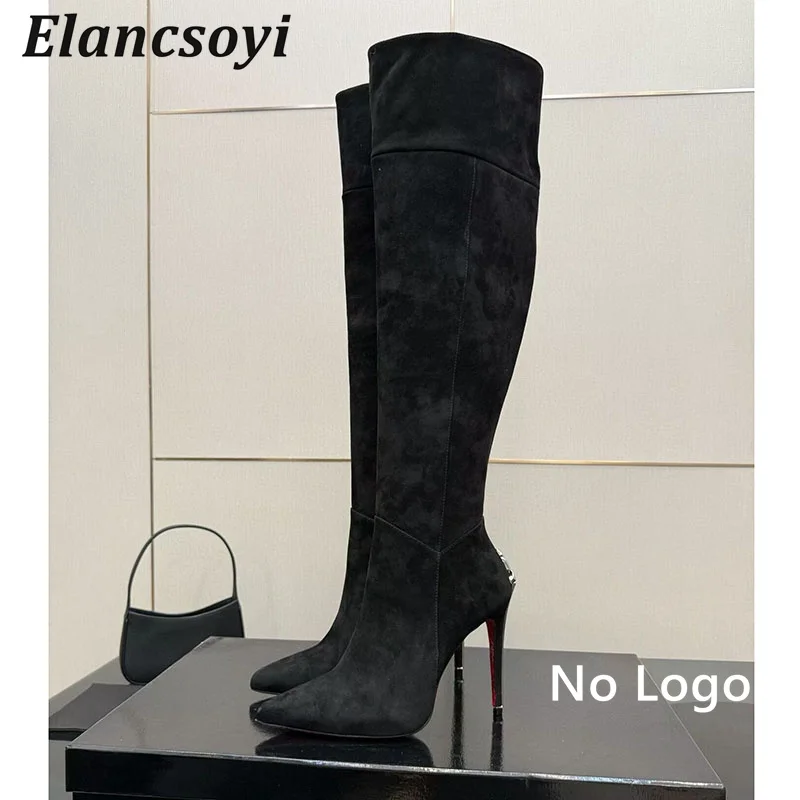 Over The Knee Boots Women Metal Sword Pointed Toe Super High Heels Long Boots Autumn Winter Sexy Thin Heels Modern Botas 2026