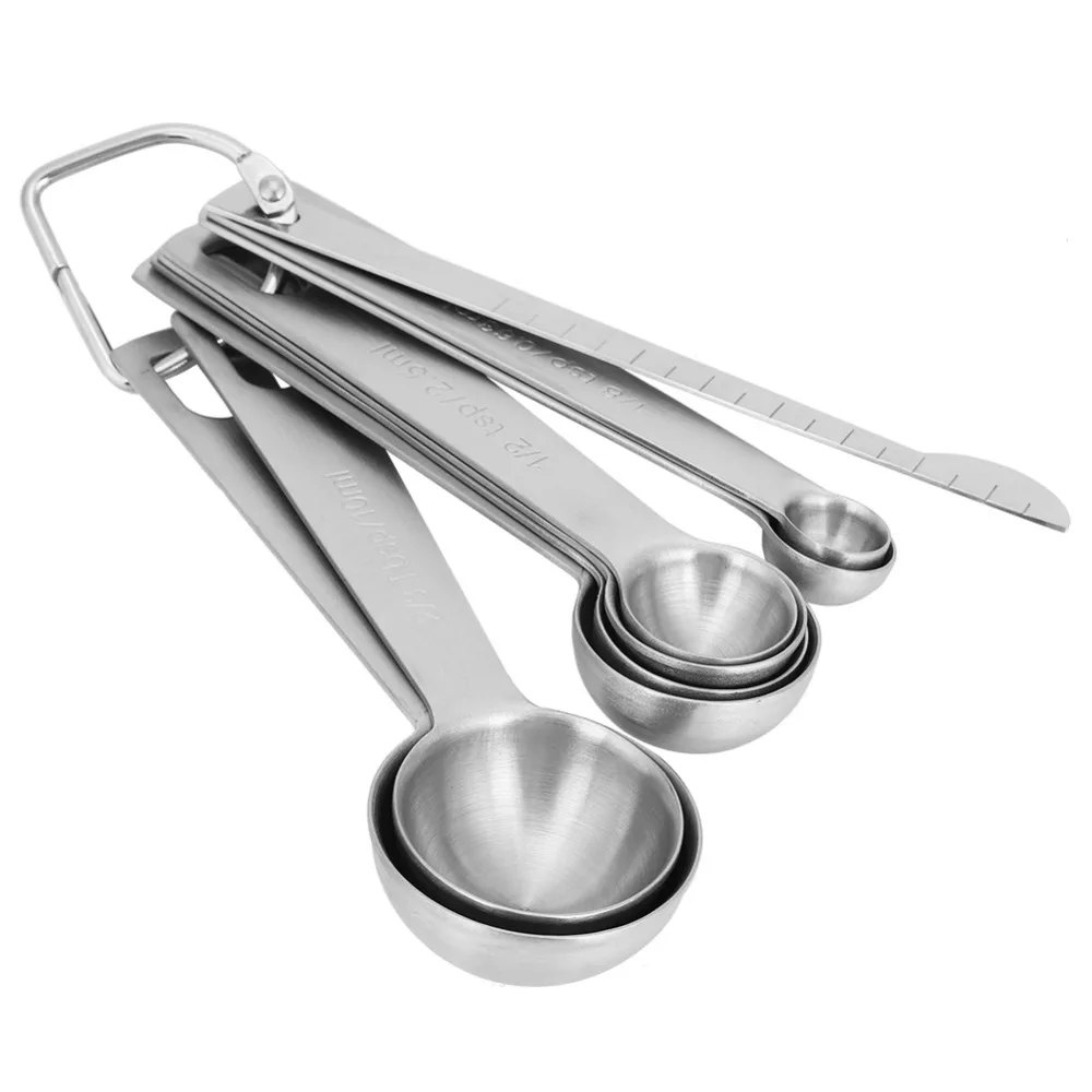 Stainless Steel Measuring Spoon Set Silver Thickened Measuring Cup Set Graduated Scale Solid Construction Measuring Spoons