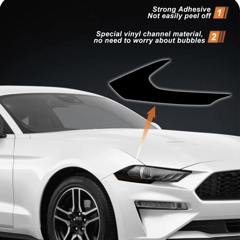 Headlight Side Marker Tint Vinyl Headlight Decal Pre-Cut Cover Overlay Cover Compatible 2018-2021 Ford Mustang