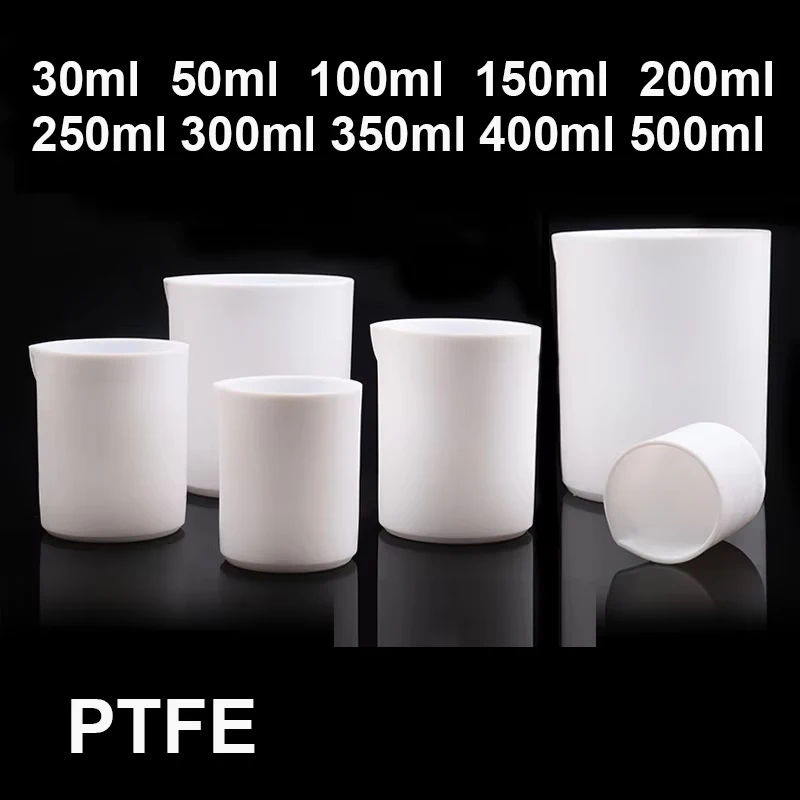 

Стакан из ПТФЭ, стакан F4, стакан, емкость 30–500 мл, мерный стакан, устойчивость к кислоте и щелочи для лаборатории, 1 шт.