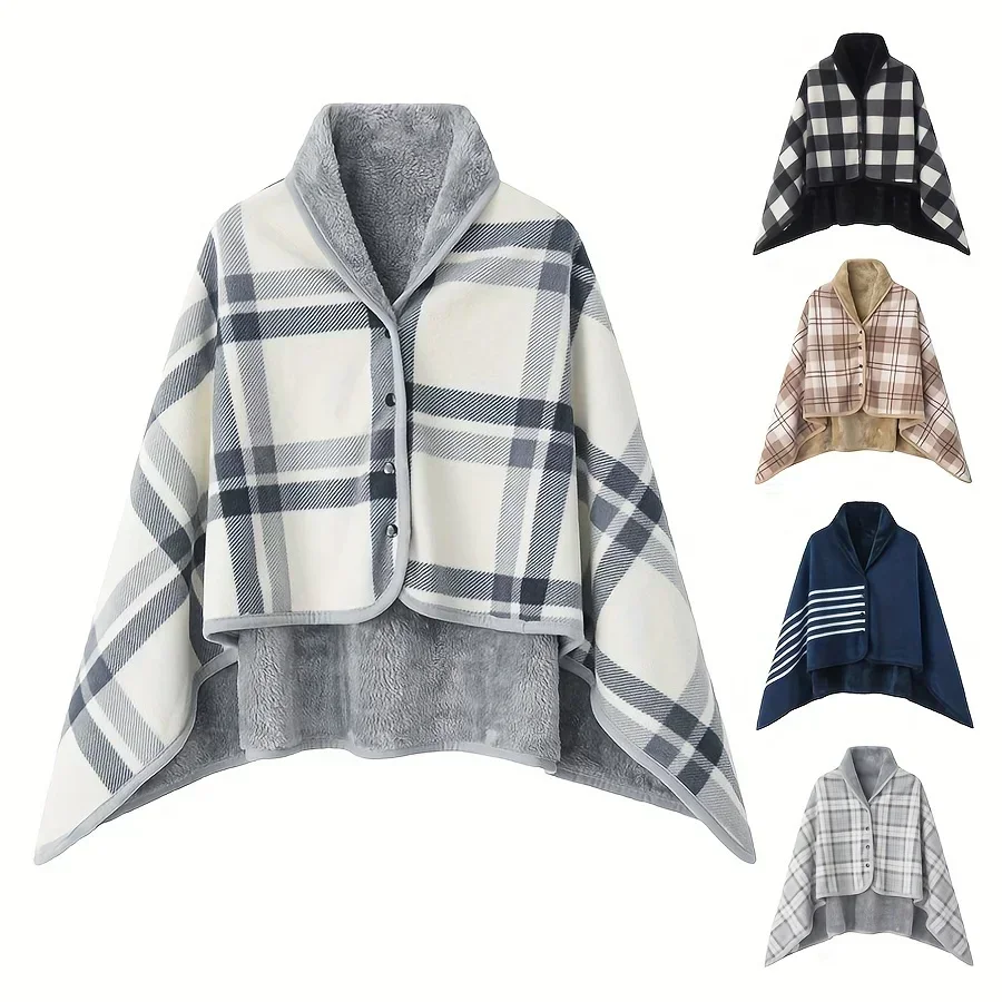 1pc Wearable Blankets Shawl Blanket Flannel Lazy Casual Office Blanket