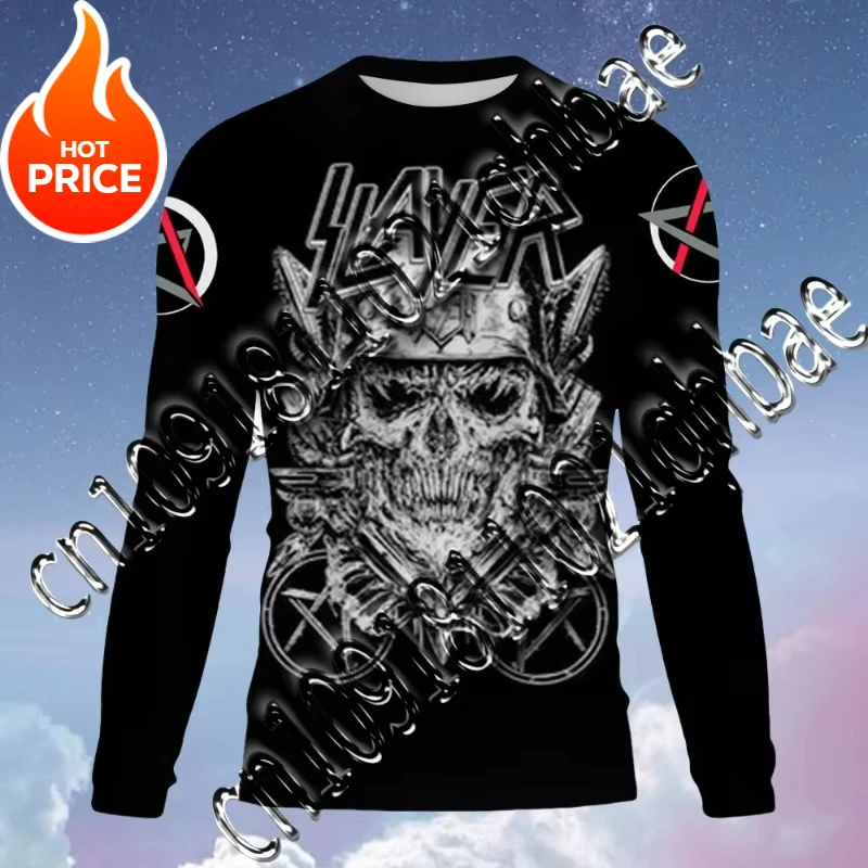 

New Men's Long sleeved Tshirt Men O Neck terror Skull 3D Printed Street Trend Harajuku Style Hip Hop Clothing Sweatshirt Tops