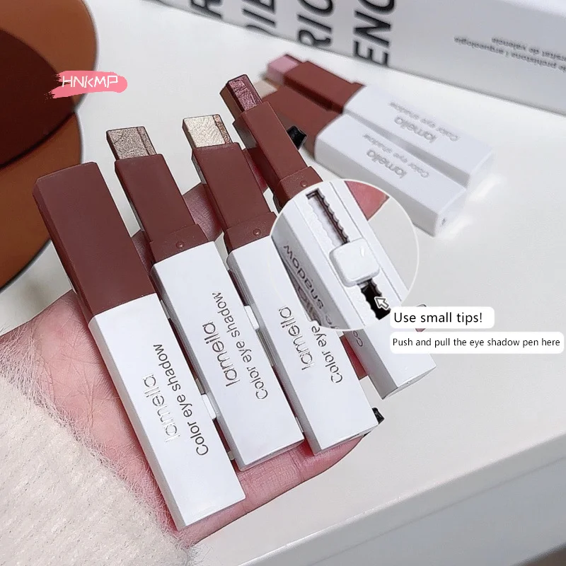 قلم ظلال عيون مزدوج اللون مقاوم للماء لامع، أداة مكياج عيون لامعة تدوم طويلاً لعشاق التجميل الكسول