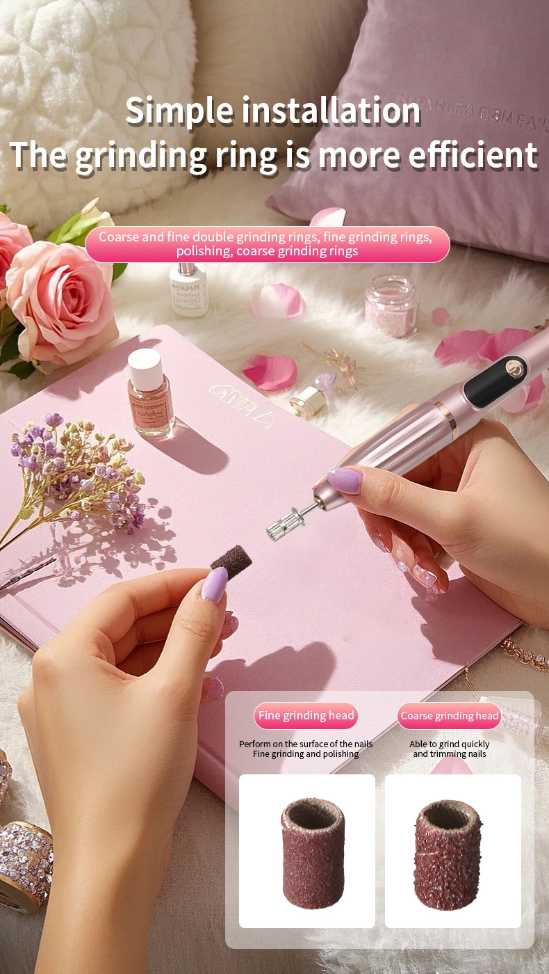 เครื่องขัดเล็บไฟฟ้า เครื่องมือขนาดเล็กอเนกประสงค์ เครื่องกำจัดเล็บ ปากกาขัด เครื่องขัดเล็บแบบชาร์จไฟได้ เครื่องขัดเล็บแบบพกพา LCD