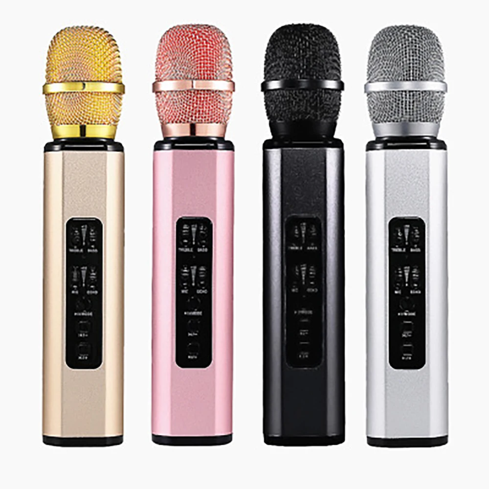 K6 Wireless Microphone Karaoke Double Horn Bluetooth Handheld Portable Speaker Home KTV Player Echo-type Sound Adjustment Live