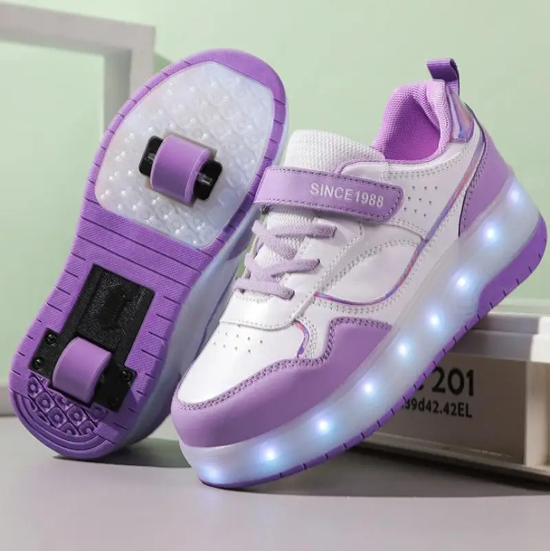 2025 جديد مصباح ليد فلاش أحذية الأسطوانة أحذية رياضية أحذية تزلج مضمنة عجلات انفصال للبنين بنات التزلج في الهواء الطلق حجم 29-37 38 #4