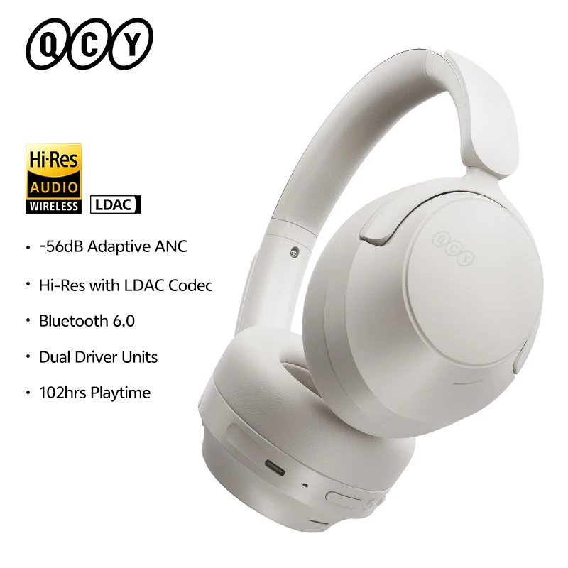 QCY BH25H3SA -56dB Adaptieve ANC Over-Ear Hoofdtelefoon Hi-Res LDAC Spatial Sound H3S Draadloze Bluetooth 6.0 Dual Driver Headset