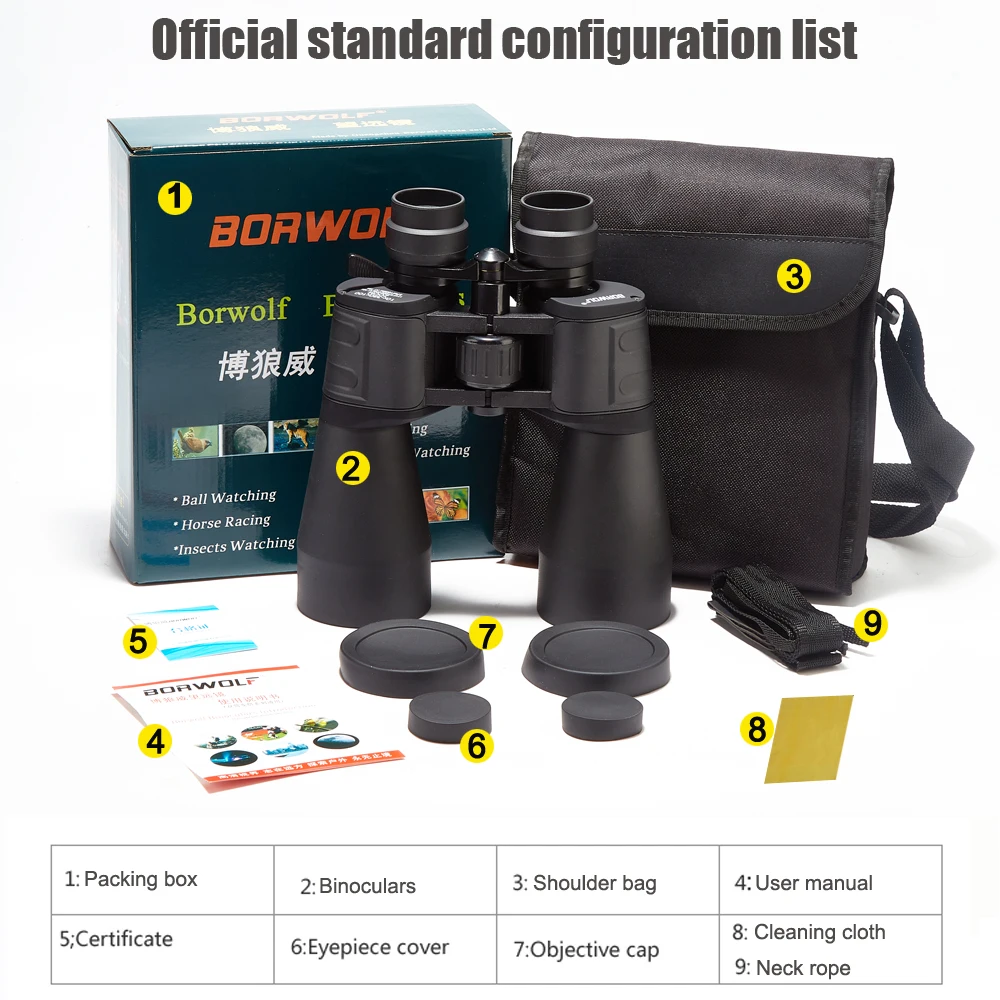 Borwolf 10-380x10 0 duże powiększenie daleki zasięg Zoom 10-60 razy teleskop myśliwski lornetka HD Professiona Zoom