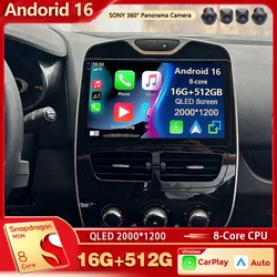 Android 16 For Renault Clio 4 BH98 KH98 2012 -2016 2K QLED Android Car Radio Multimedia Video Player GPS AI Voice CarPlay Stereo