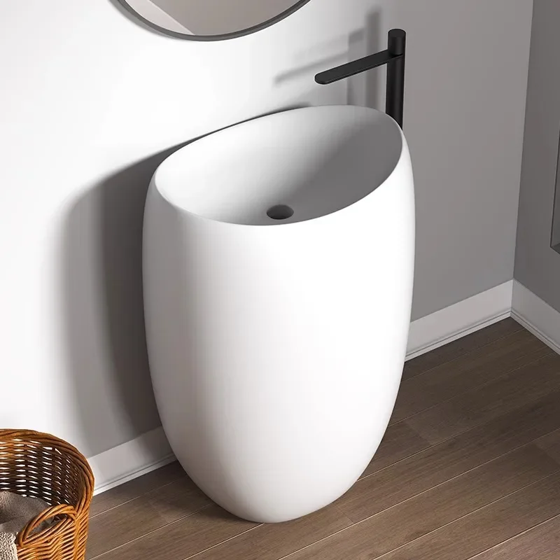 Integrated ceramic column basin Outdoor balcony Washbasin Bathroom Washbasin Floor-to-ceiling small apartment sink