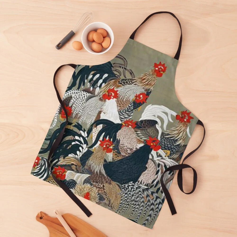 Favourite Artist - Roosters - Jakuchu Ito Apron Hairdressing Kitchen Women Apron