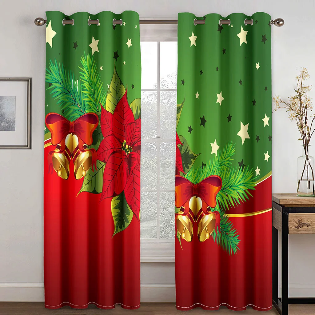 Merry Christmas, Christmas Red Balloon Snowflake Festive Curtain 2 Panels Deluxe Living Room Bedroom Kids Room Decor