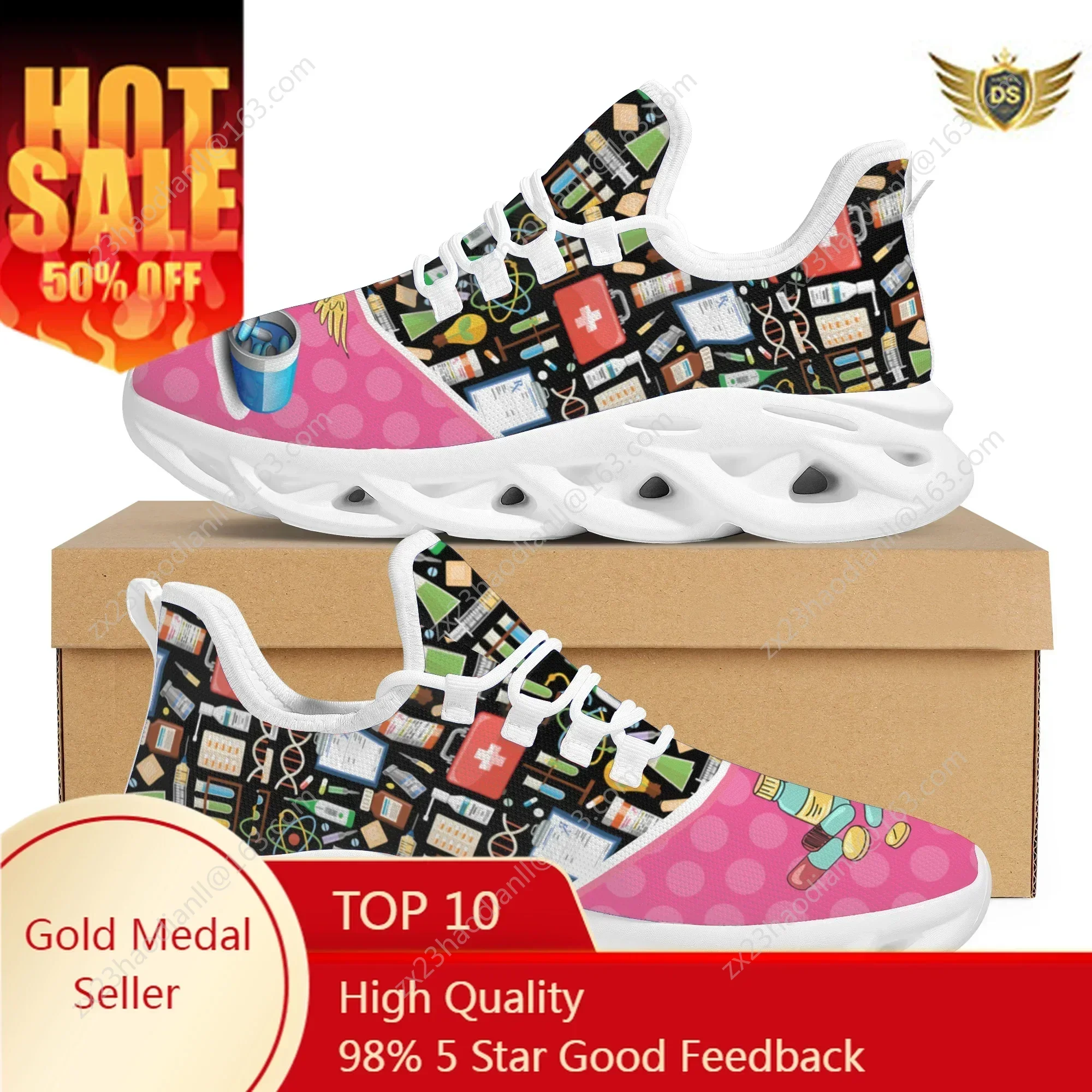Medical Hospital Surgical Supplies Design Sneakers Breathable Lightweight Lace Up Vulcanized Shoes Street Flat Shoes