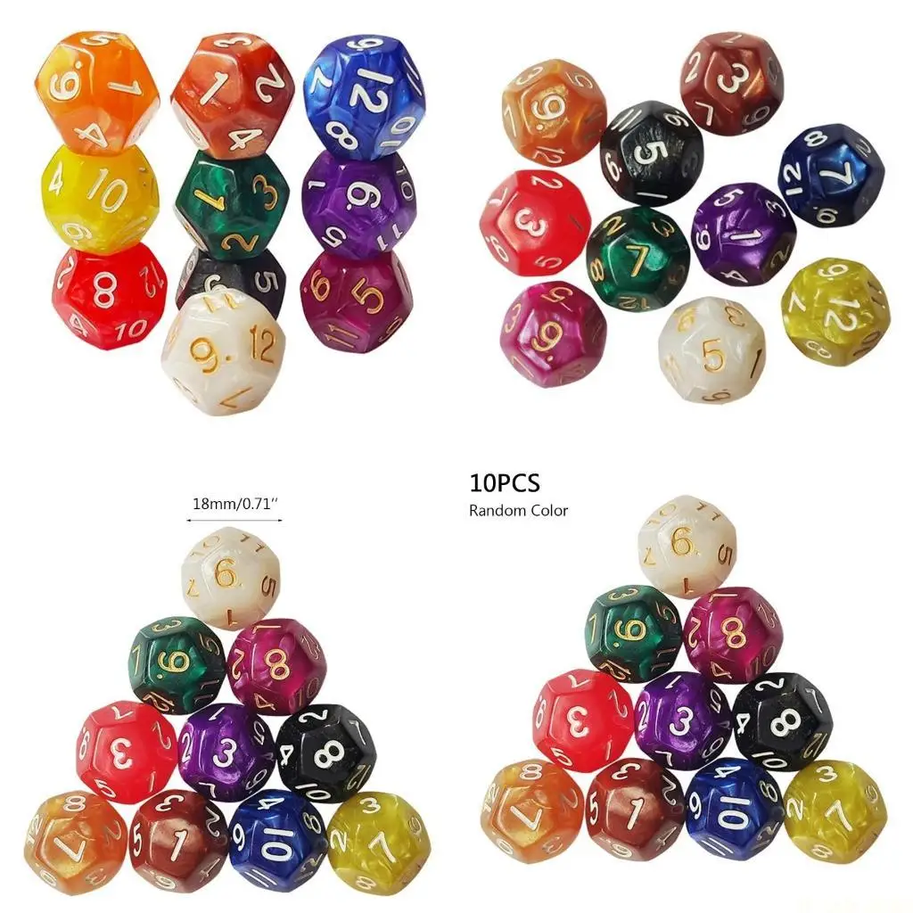 

M5TC 18 мм 10 шт. цифровые кубики с цифрами для детских игрушек/игр многогранные игральные кости 12-сторонние кубики