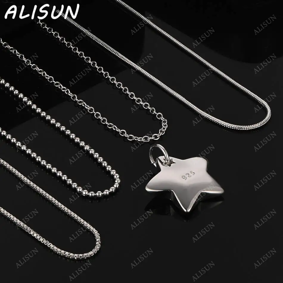 

ALISUN 40-75cm 925 Sterling Silver Design Star Pendant Necklace For Women Men Charm Trend Birthday Gifts Fashion Party