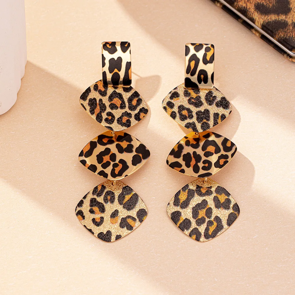 Long Earrings For Women Fringed Leopard Print Geometric Ear Accessories Holiday Party Gift Fashion Jewelry E506