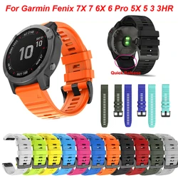 Garmin Fenix 7X 7 6X 6 6S Pro Easyfit 손목 스트랩 Fenix 5 5X 3HR 스마트 워치 팔찌용 26 22mm 스포츠 실리콘 시계 밴드 스트랩