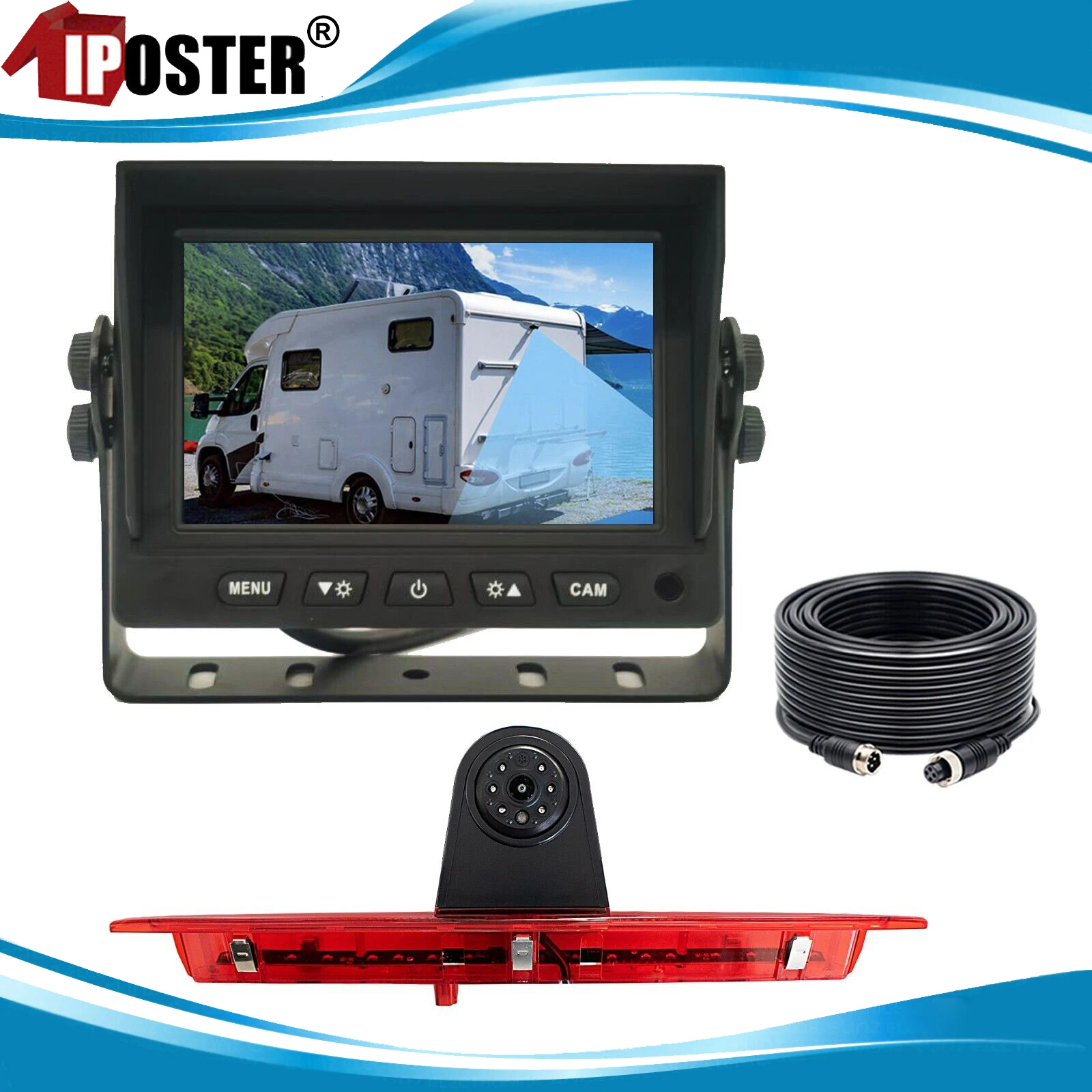 iPoster 5'' Car Rear View Monitor 8PIN Metal Connector+AHD 1080P Fisheye Lens Reversing Camera For Mercedes Benz Sprinter