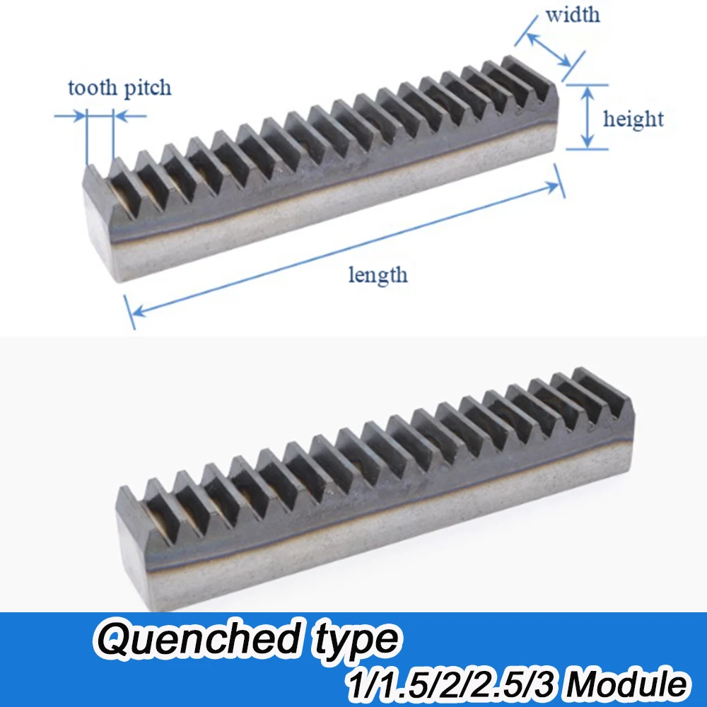 1pcs 45# Steel 1-3Mod 1/1.5/2/2.5/3 Modulus Straight Rack Tooth Surface Heat Treatment Quenched Rack For Transmission Part