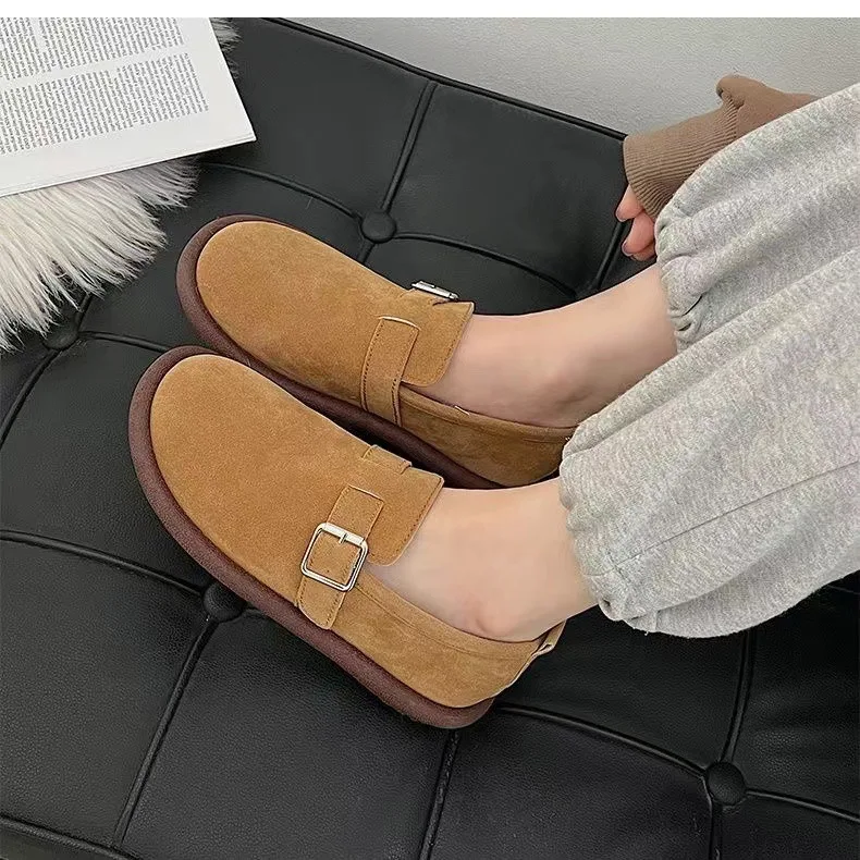 Zapatos Boken versátiles para estudiantes femeninas, zapatos de pan antideslizantes de suela suave de un pie, estilo Retro, nuevo, primavera y otoño