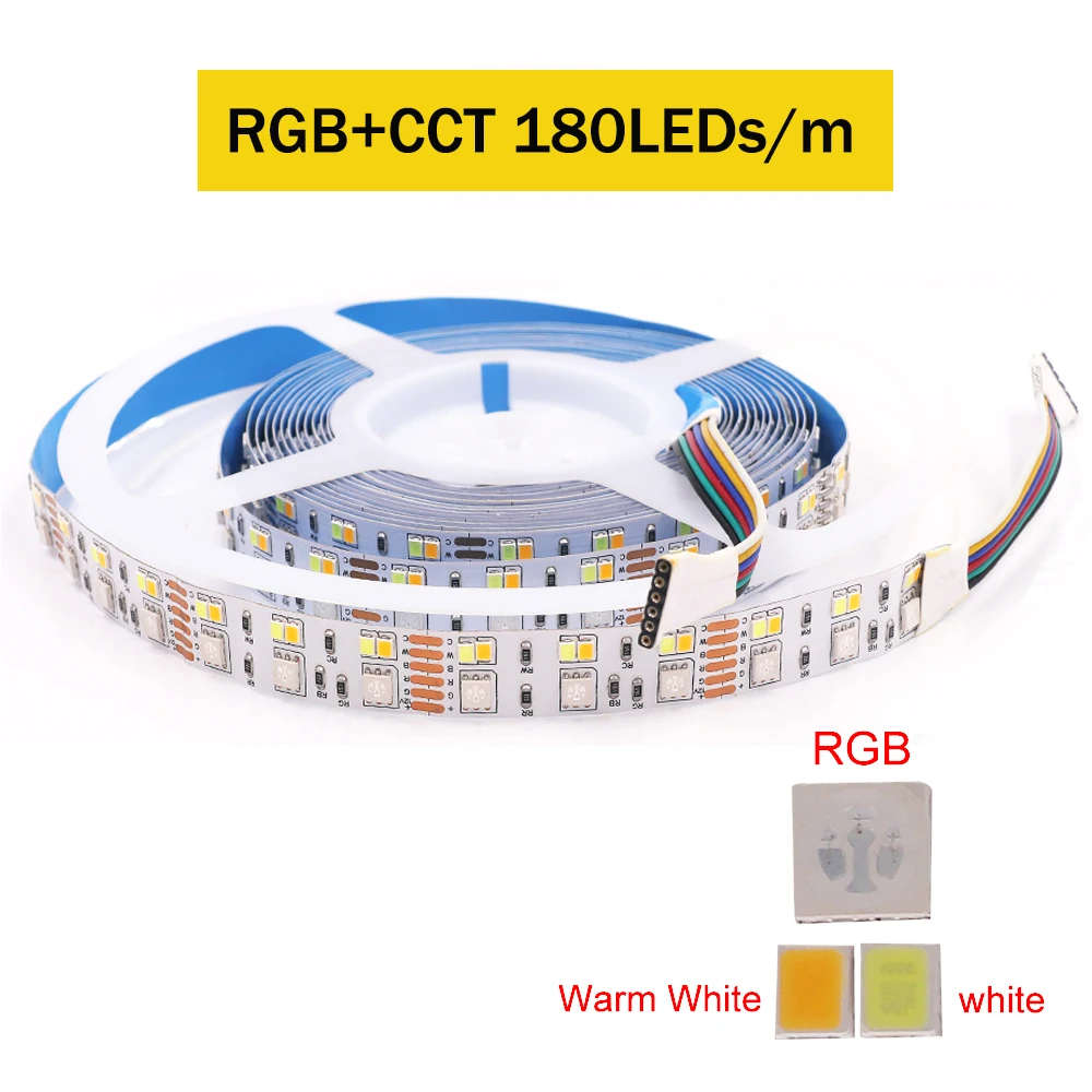 Taśma LED 5M RGB + CCT 12V 24V 5050 2835 RGBW RGBWW elastyczna taśma LED 60 90 180 leds/m wodoodporna taśma LED dekoracja liny