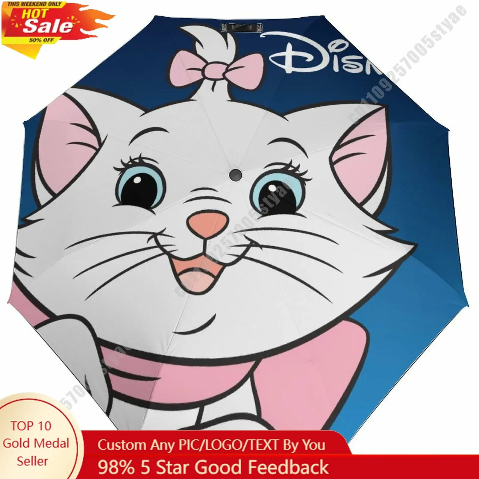 

Marie Umbrella Disney Cartoon 3 Fold Auto Suitable Both Sunny Rainy Days Decoration Gifts Decor Custom Umbrella