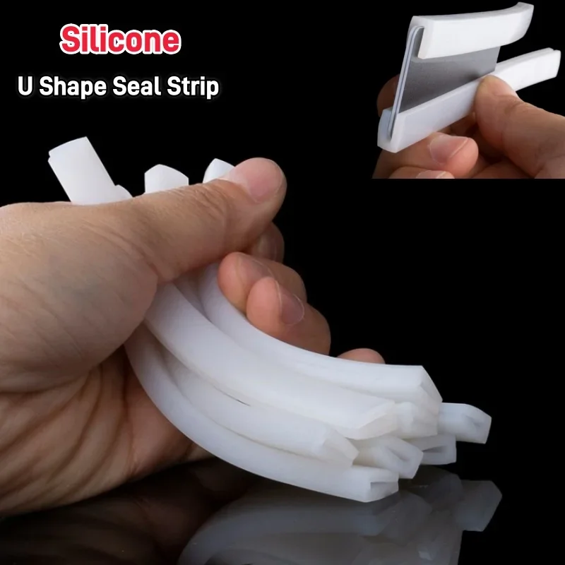 Silicone Rubber U Shape Sealing Strips White Gasket Window Car Door Shower Frameless Glass Edge Weatherstrip Soft Protect Strip